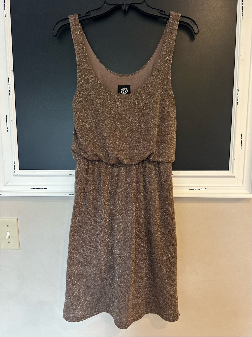 Bobeau Sparkle Brown Bronze Scoop Neck Sleeveless Blousen Dress. Sz. S